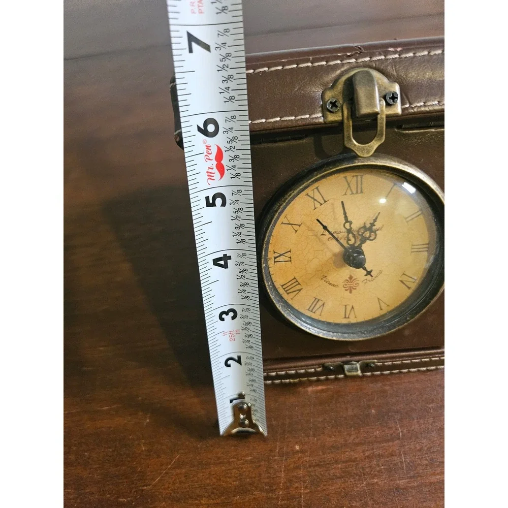 L'amour Travel Alarm Clock Brown Faux Leather Folding Case Vintage Style